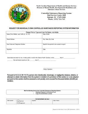 Request for Individual’s Own Controlled Substances Report