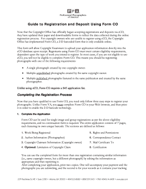 US Copyright Registration Form CO