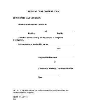 Resident Oral Consent Form