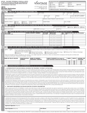 Vantage Health Plan Member Application