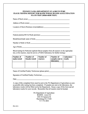 Pennsylvania Flock Testing Report