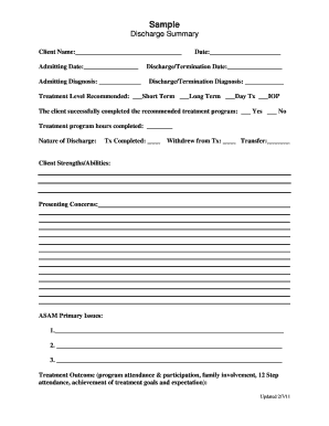 Discharge Summary Form