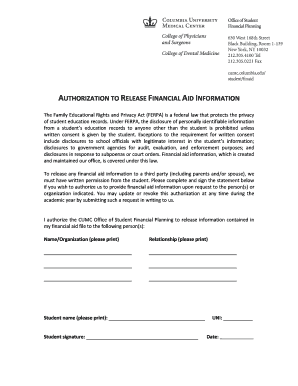 Authorization to Release Financial Aid Information