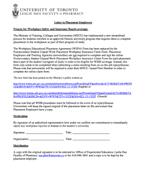 Workplace Insurance Claim Form for Students