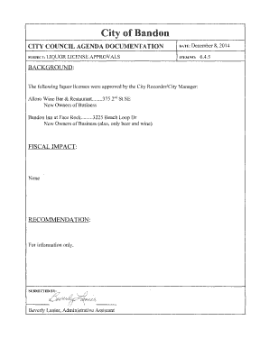 Oregon Liquor License Application