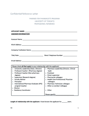 Nurse reference letter - Confidential Reference Letter