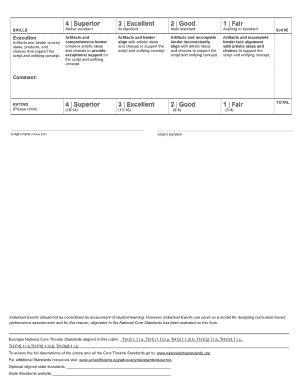 Costume Design Evaluation Form