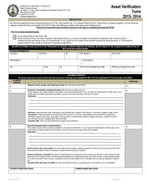University of Arkansas Asset Verification Form