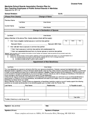 Manitoba Pension Plan Change Form