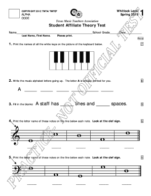 Texas Music Theory Test Level 1