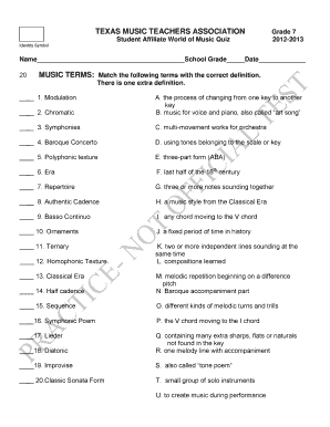 Texas Music Teachers Association Grade 7 Quiz