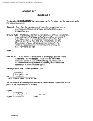 UK Housing Act Notice to Quit