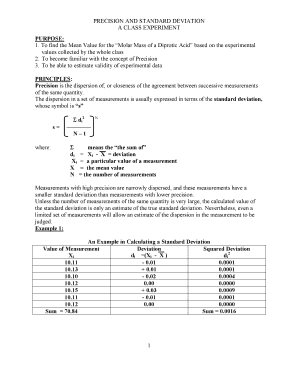 Precision and Standard Deviation Class Experiment