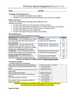 Pet Peeve Speech Assignment
