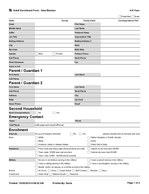 Adult Enrollment Form - New Member 4-H Year