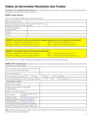 Formulário de Dados do Governador Recebedor dos Fundos