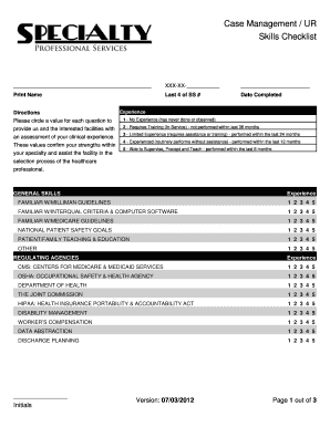 Case Management Skills Checklist