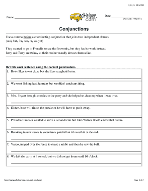 Conjunctions Worksheet