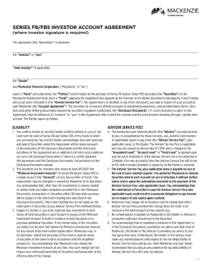 Series FB/FB5 Investor Account Agreement