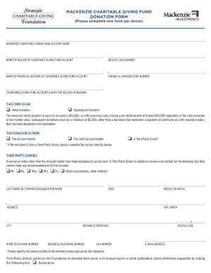 Mackenzie charitable GivinG Fund donation ForM Please