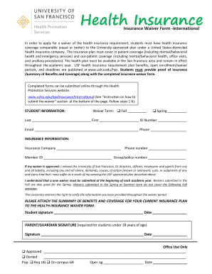 USF International Student Health Insurance Waiver Form