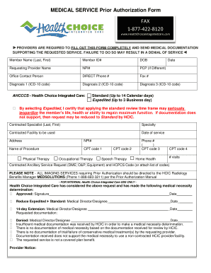 Medical Service Prior Authorization Form
