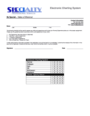 Nursing Skills Assessment Form