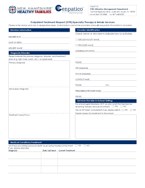 Outpatient Treatment Request Form