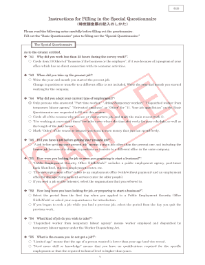 Special Questionnaire Instructions