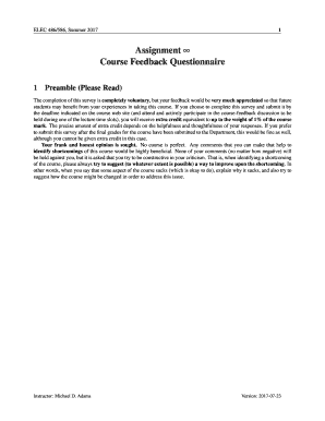 Assignment Course Feedback Questionnaire - UVic