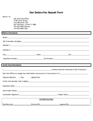 USF Fax Deposit Form