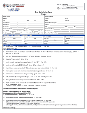 Prior Authorization Form for Simponi