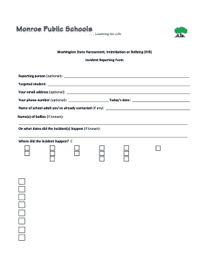 Washington State Harassment Incident Reporting Form