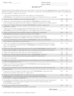 M-CHAT-RTM Autism Screening Form