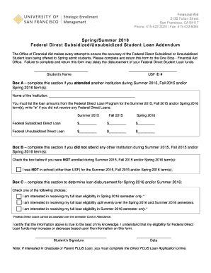 Federal Direct Student Loan Addendum