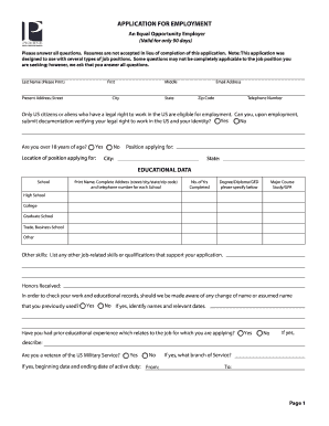 Picerne Real Estate Group Employment Application