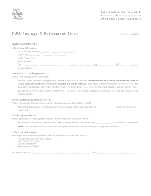 CWA Savings & Retirement Trust Loan Repayment Form