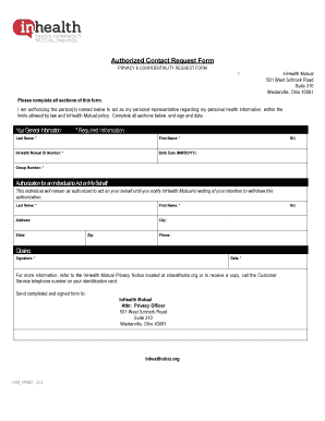 Authorized Contact Request Form