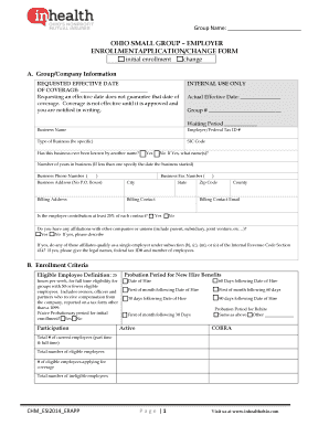 Ohio Small Group Employer Enrollment Application