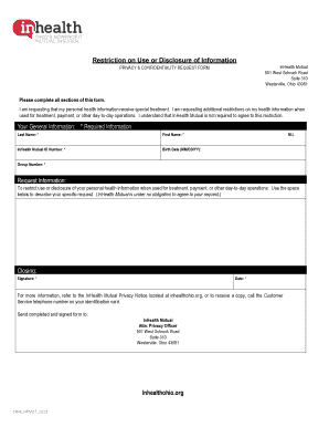 Privacy Confidentiality Request Form
