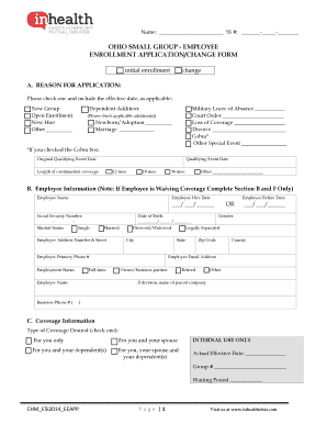 Ohio Small Group Employee Enrollment Application