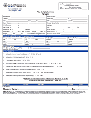 Targretin Prior Authorization Form