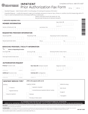Inpatient Prior Authorization Fax Form