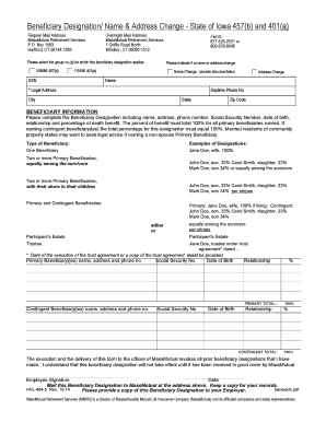 Iowa 457(b) and 401(a) Beneficiary Designation Form