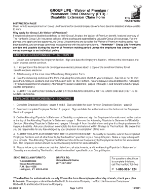 Group Life Waiver of Premium Claim Form