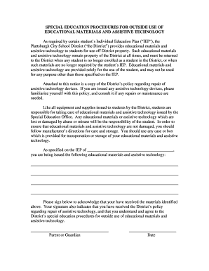 Special Education Assistive Technology Use Agreement