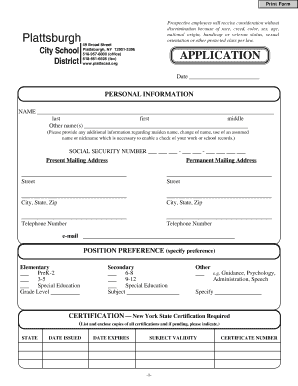 New York State Teacher Application Form
