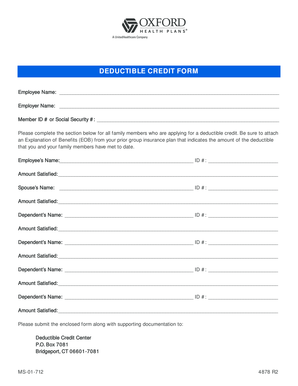 Deductible Credit Form