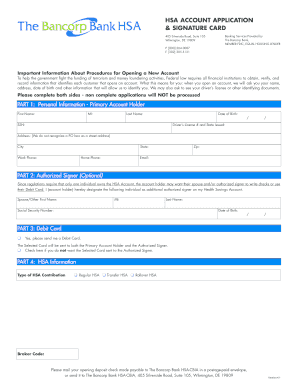 HSA Account Application & Signature Card