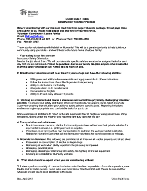 Habitat for Humanity Construction Volunteer Package